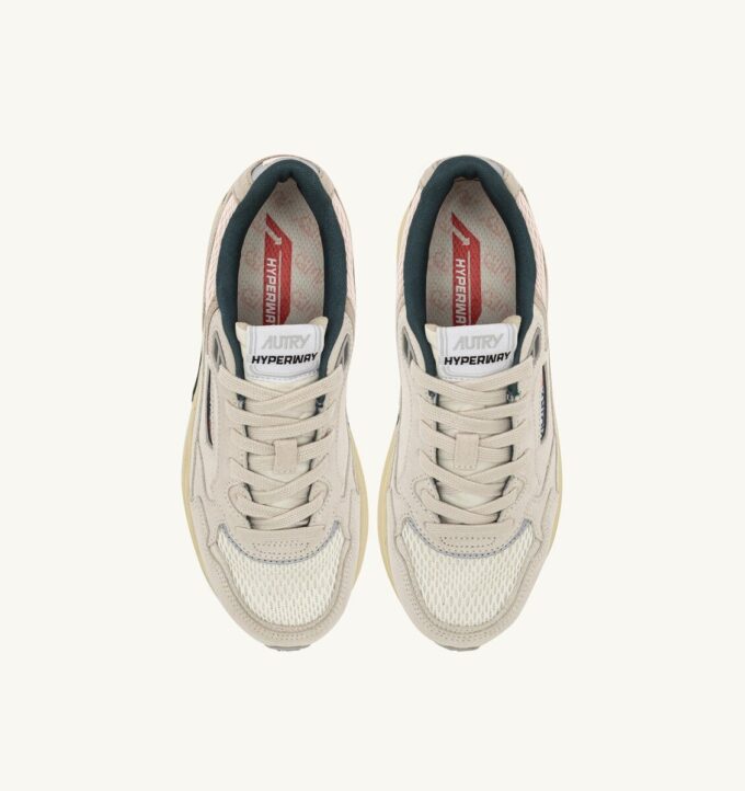 HYPERWAY SNEAKERS IN WHITE AND PINK MESH AND SUEDE