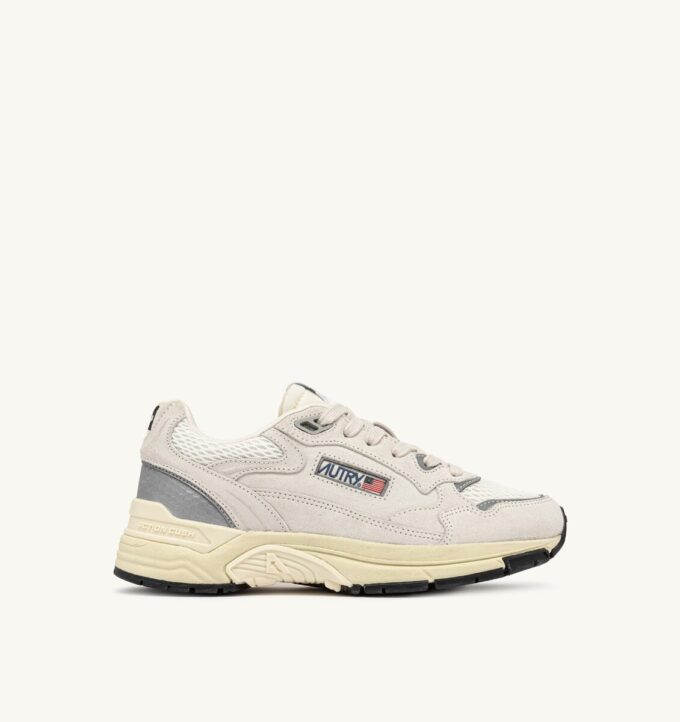 HYPERWAY SNEAKERS IN WHITE AND SILVER MESH AND SUEDE