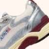 HYPERWAY SNEAKERS IN WHITE AND SILVER-TONE LAMINATED LEATHER AND MESH