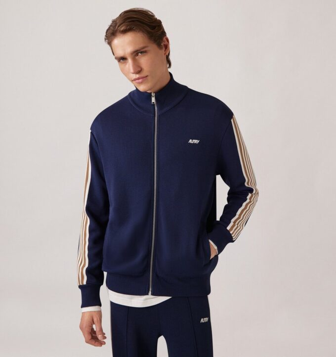 KNITTED TENNIS VISCOSE ZIP JACKET MAN