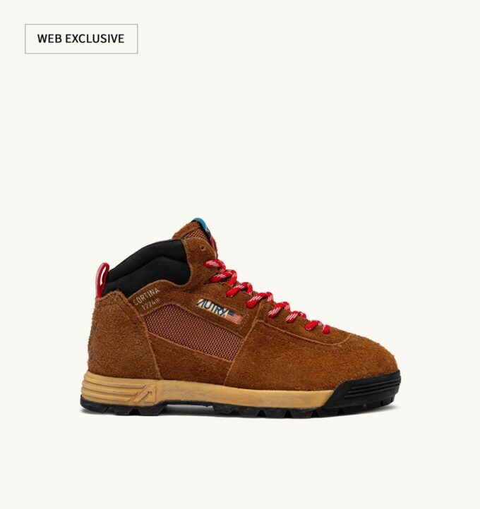 MALGA CORTINA IN CHESTNUT AND FLAME SCARLET SUEDE