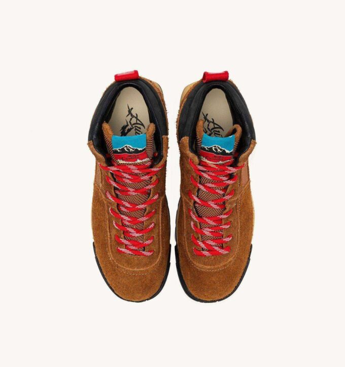 MALGA CORTINA IN CHESTNUT AND FLAME SCARLET SUEDE