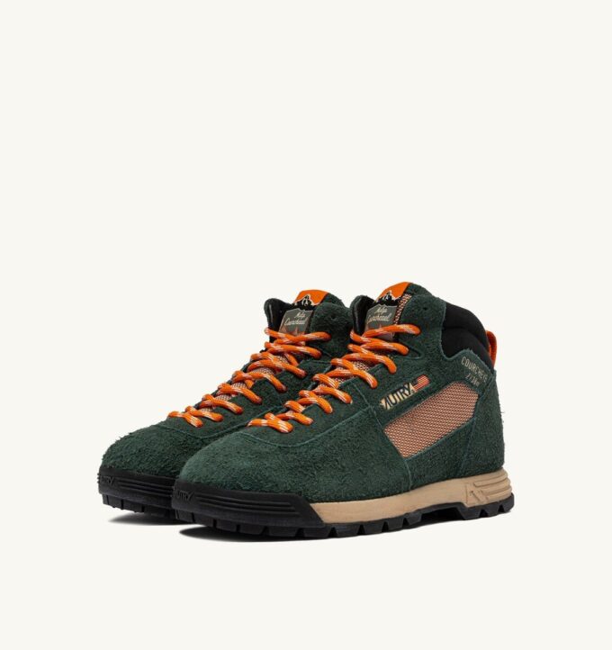 MALGA COURCHEVEL IN PINE AND ORANGE OCHRE SUEDE