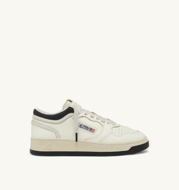 MED-WAY SNEAKERS IN LEATHER COLOR MARSHMALLOW AND BLACK