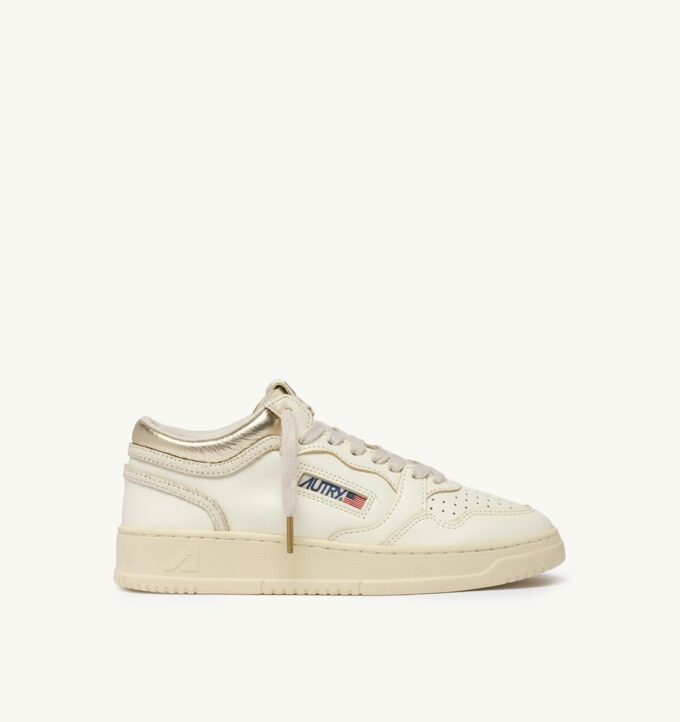 MED-WAY SNEAKERS IN LEATHER COLOR MARSHMALLOW AND PLATINUM