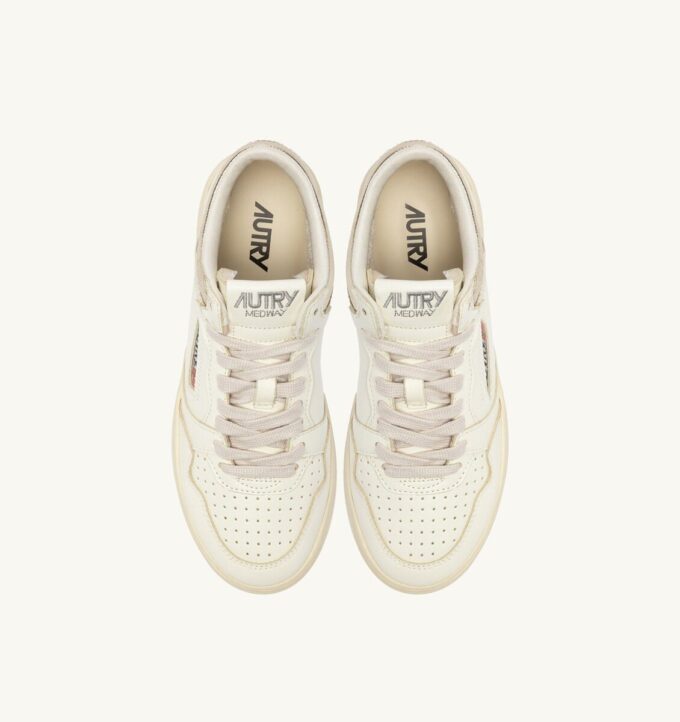 MED-WAY SNEAKERS IN LEATHER COLOR MARSHMALLOW AND PLATINUM