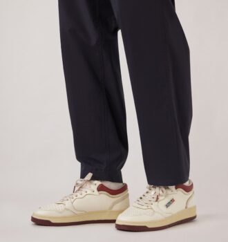 MED-WAY SNEAKERS IN LEATHER COLOR MARSHMALLOW AND SYRAH