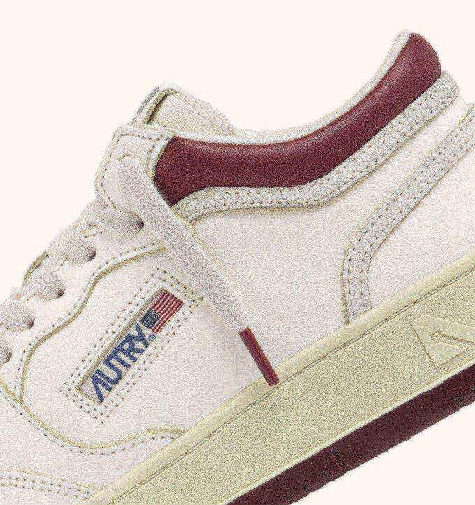 MED-WAY SNEAKERS IN LEATHER COLOR MARSHMALLOW AND SYRAH
