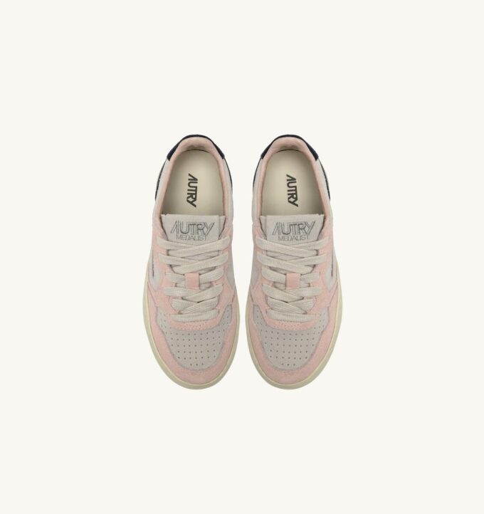 MEDALIST KIDS LOW SNEAKERS IN SUEDE COLOR ATLANTIC WHITE AND ROSEMARY