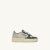 MEDALIST KIDS LOW SNEAKERS IN SUEDE COLOR LOFT WHITE AND GREEN