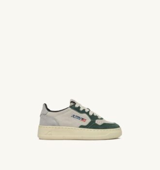 MEDALIST KIDS LOW SNEAKERS IN SUEDE COLOR LOFT WHITE AND GREEN