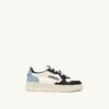 MEDALIST KIDS LOW SNEAKERS IN WHITE BLACK AND BLUE LEATHER