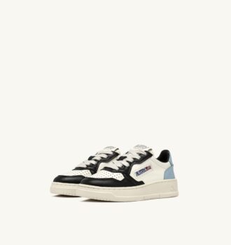 MEDALIST KIDS LOW SNEAKERS IN WHITE BLACK AND BLUE LEATHER
