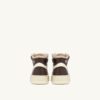 MEDALIST KIDS MID SNEAKERS IN WHITE BROWN AND PINK LEATHER
