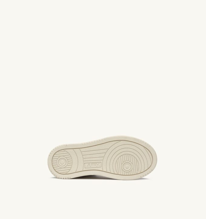 MEDALIST KIDS MID SNEAKERS IN WHITE BROWN AND PINK LEATHER