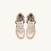 MEDALIST KIDS MID SNEAKERS IN WHITE BROWN AND PINK LEATHER