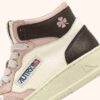 MEDALIST KIDS MID SNEAKERS IN WHITE BROWN AND PINK LEATHER