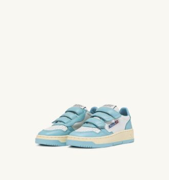 MEDALIST KIDSTRIPES LOW BICOLOR SNEAKERS IN WHITE AND ACQUATIC LEATHER