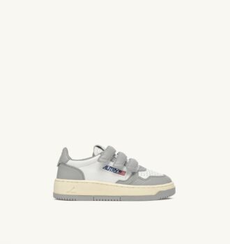 MEDALIST KIDSTRIPES LOW BICOLOR SNEAKERS IN WHITE AND LIGHT GRAY LEATHER