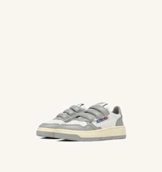 MEDALIST KIDSTRIPES LOW BICOLOR SNEAKERS IN WHITE AND LIGHT GRAY LEATHER