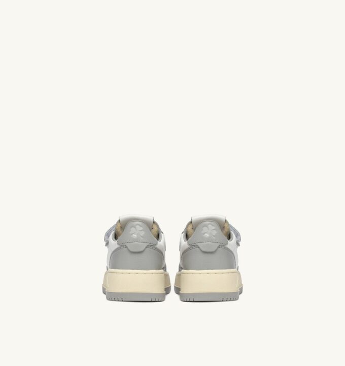 MEDALIST KIDSTRIPES LOW BICOLOR SNEAKERS IN WHITE AND LIGHT GRAY LEATHER
