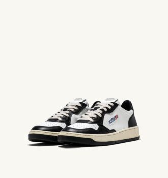 MEDALIST LOW BICOLOR SNEAKERS IN WHITE AND BLACK LEATHER