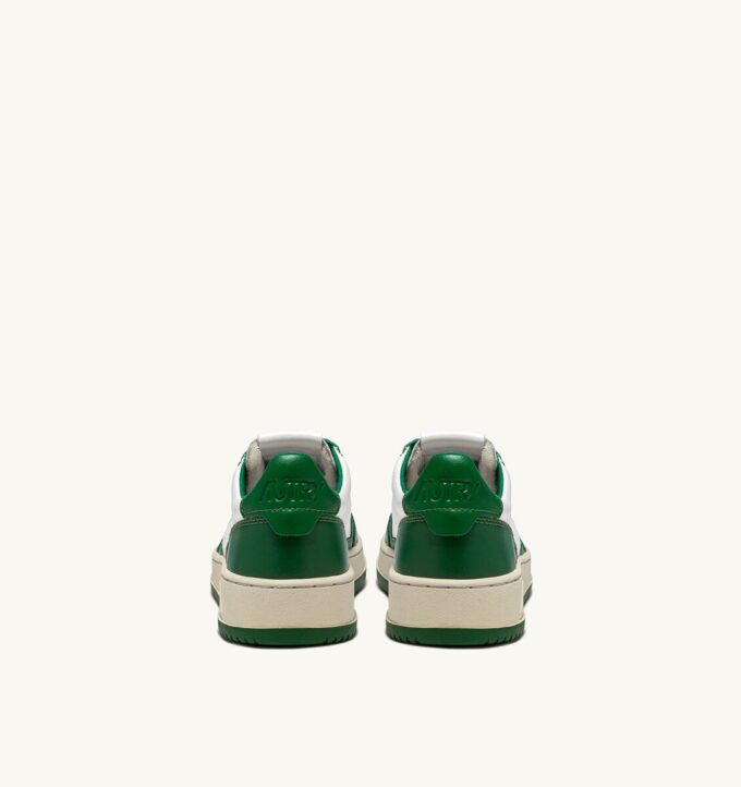 MEDALIST LOW BICOLOR SNEAKERS IN WHITE AND GREEN LEATHER