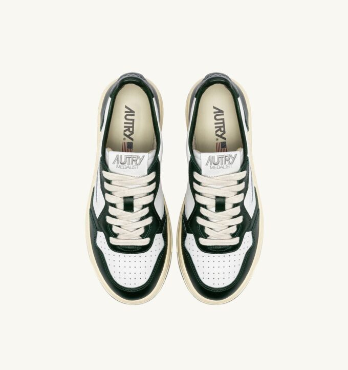 MEDALIST LOW BICOLOR SNEAKERS IN WHITE AND MOUNTAIN LEATHER