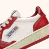 MEDALIST LOW BICOLOR SNEAKERS IN WHITE AND RED LEATHER