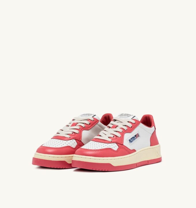 MEDALIST LOW BICOLOR SNEAKERS IN WHITE AND TEAROSE LEATHER