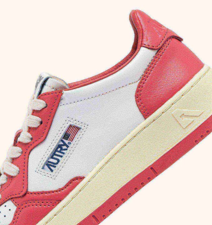 MEDALIST LOW BICOLOR SNEAKERS IN WHITE AND TEAROSE LEATHER