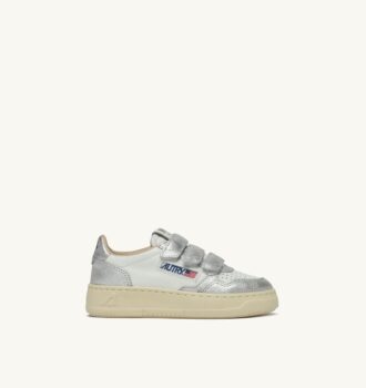 MEDALIST LOW KIDSTRIPES SNEAKERS BICOLOR IN LEATHER COLOR WHITE AND SILVER
