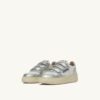 MEDALIST LOW KIDSTRIPES SNEAKERS BICOLOR IN LEATHER COLOR WHITE AND SILVER
