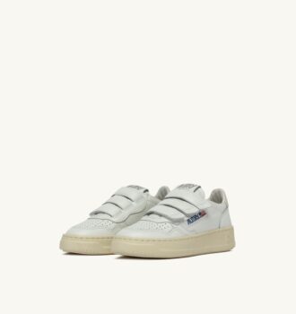 MEDALIST LOW KIDSTRIPES SNEAKERS IN LEATHER COLOR WHITE AND GLITTER