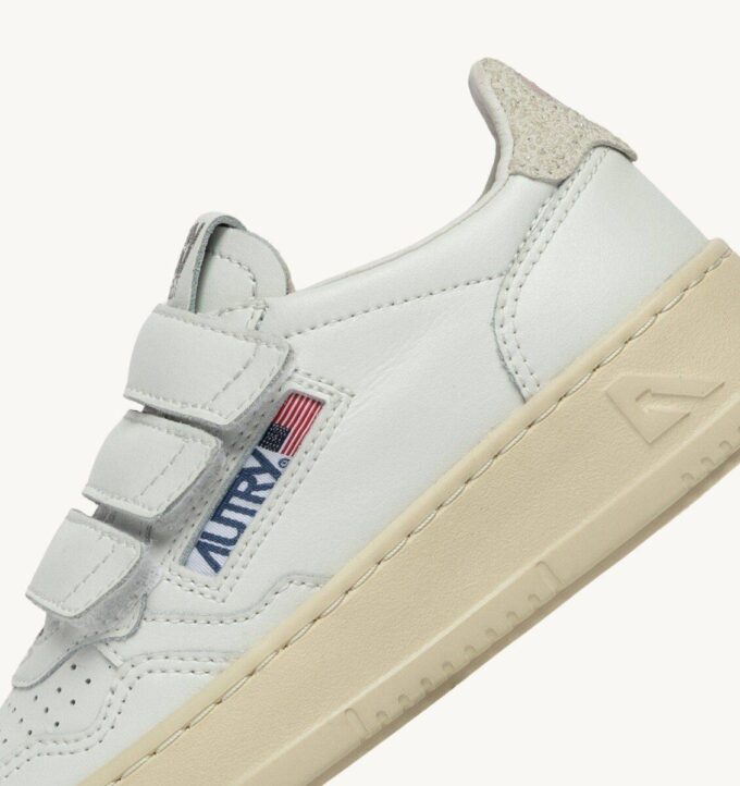 MEDALIST LOW KIDSTRIPES SNEAKERS IN LEATHER COLOR WHITE AND GLITTER