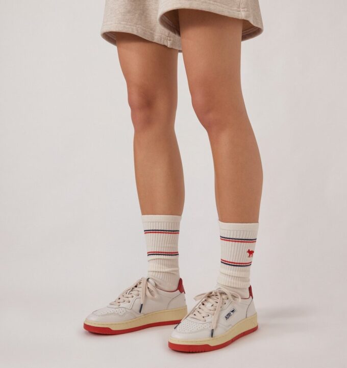 MEDALIST LOW ‘MAISON KITSUNÉ’ SNEAKERS IN WHITE AND BLUE LEATHER