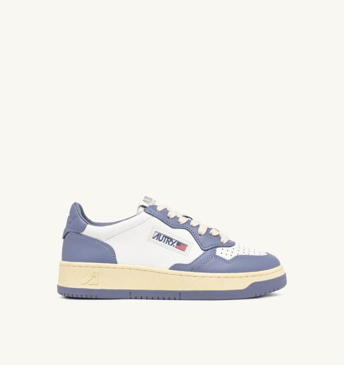 MEDALIST LOW SNEAKERS BICOLOR IN WHITE AND TEMPEST LEATHER