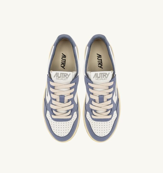 MEDALIST LOW SNEAKERS BICOLOR IN WHITE AND TEMPEST LEATHER