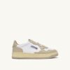 MEDALIST LOW SNEAKERS BICOLOR IN WHITE AND TIDAL FOAM LEATHER