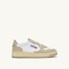 MEDALIST LOW SNEAKERS BICOLOR IN WHITE AND TIDAL FOAM LEATHER