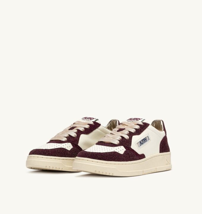 MEDALIST LOW SNEAKERS IN LEATHER MARSHMALLOW AND AMARONE GLITTER MEDALIST LOW SNEAKERS IN LEATHER MARSHMALLOW AND AMARONE GLITTER
