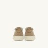 MEDALIST LOW SNEAKERS IN LEATHER MARSHMALLOW AND SAND GLITTER