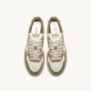 MEDALIST LOW SNEAKERS IN LEATHER MARSHMALLOW AND SAND GLITTER