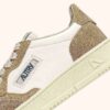 MEDALIST LOW SNEAKERS IN LEATHER MARSHMALLOW AND SAND GLITTER