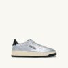 MEDALIST LOW SNEAKERS IN SILVER AND BLACK METALIZED LEATHER