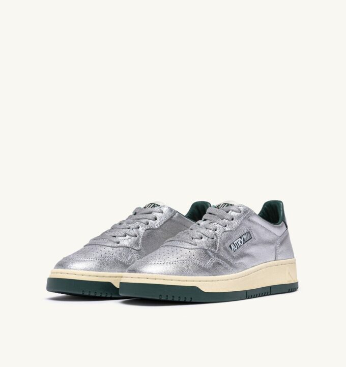 MEDALIST LOW SNEAKERS IN SILVER AND BOTTLE METALIZED LEATHER MEDALIST LOW SNEAKERS IN SILVER AND BOTTLE METALIZED LEATHER