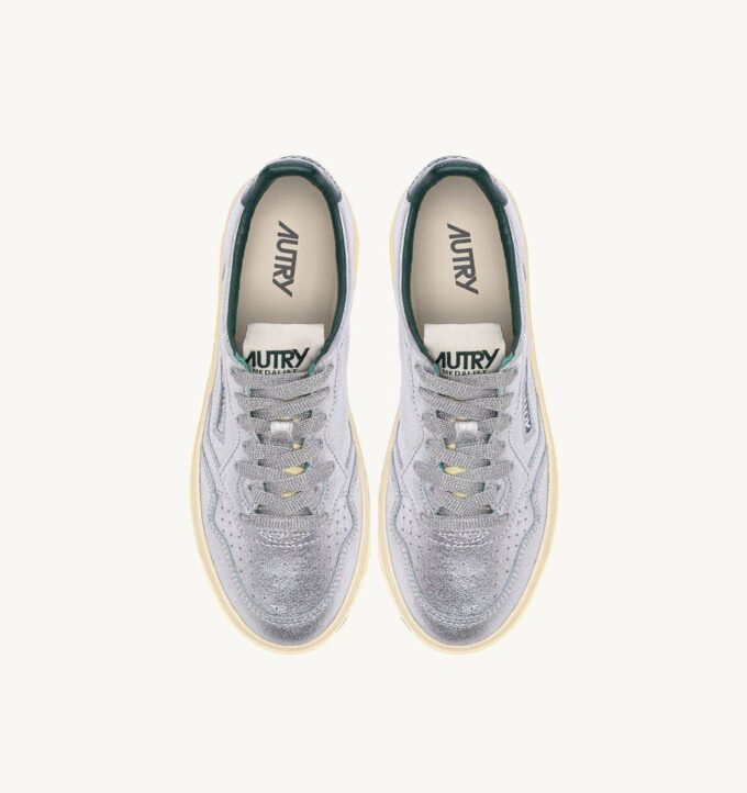 MEDALIST LOW SNEAKERS IN SILVER AND BOTTLE METALIZED LEATHER MEDALIST LOW SNEAKERS IN SILVER AND BOTTLE METALIZED LEATHER