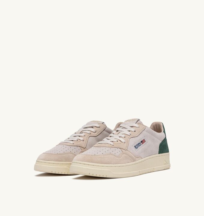MEDALIST LOW SNEAKERS IN TRICOLOR SAND AND GREEN SUEDE