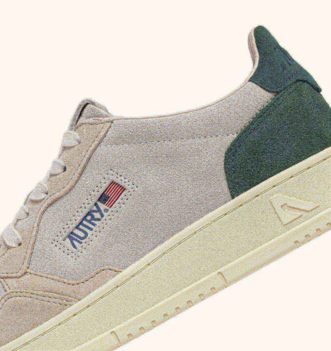 MEDALIST LOW SNEAKERS IN TRICOLOR SAND AND GREEN SUEDE