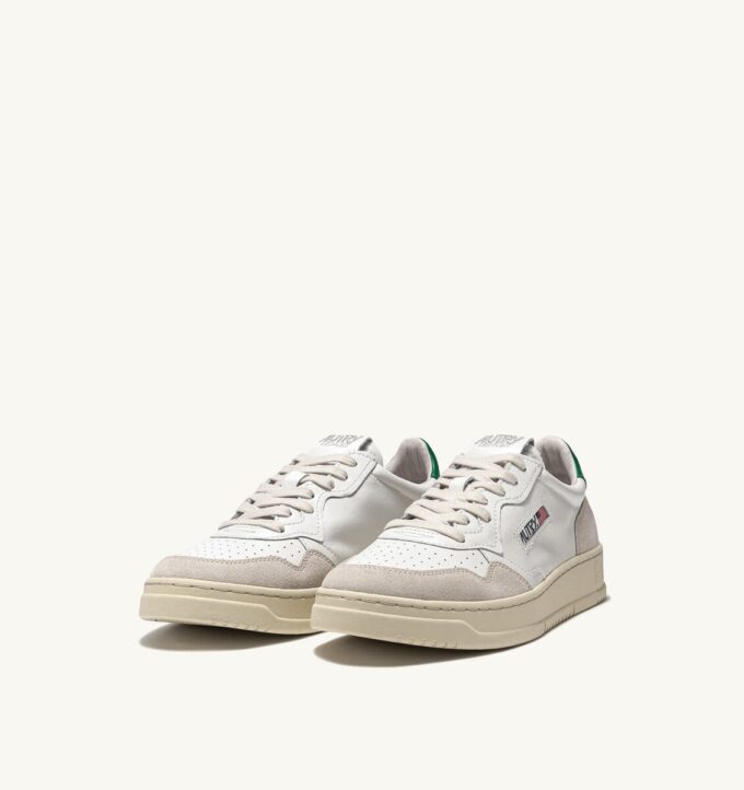 MEDALIST LOW SNEAKERS IN WHITE AND AMAZON LEATHER AND BEIGE SUEDE